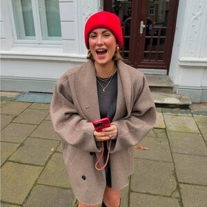 J. Crew Bright Red Ribbed Beanie